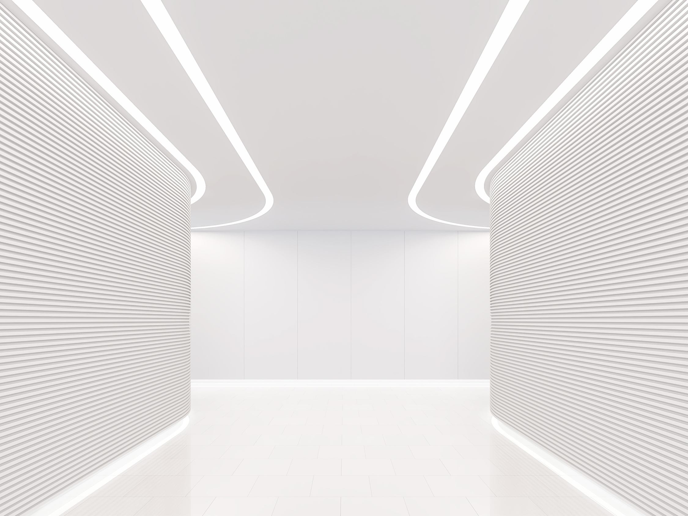 Empty white room modern space interior 3d render