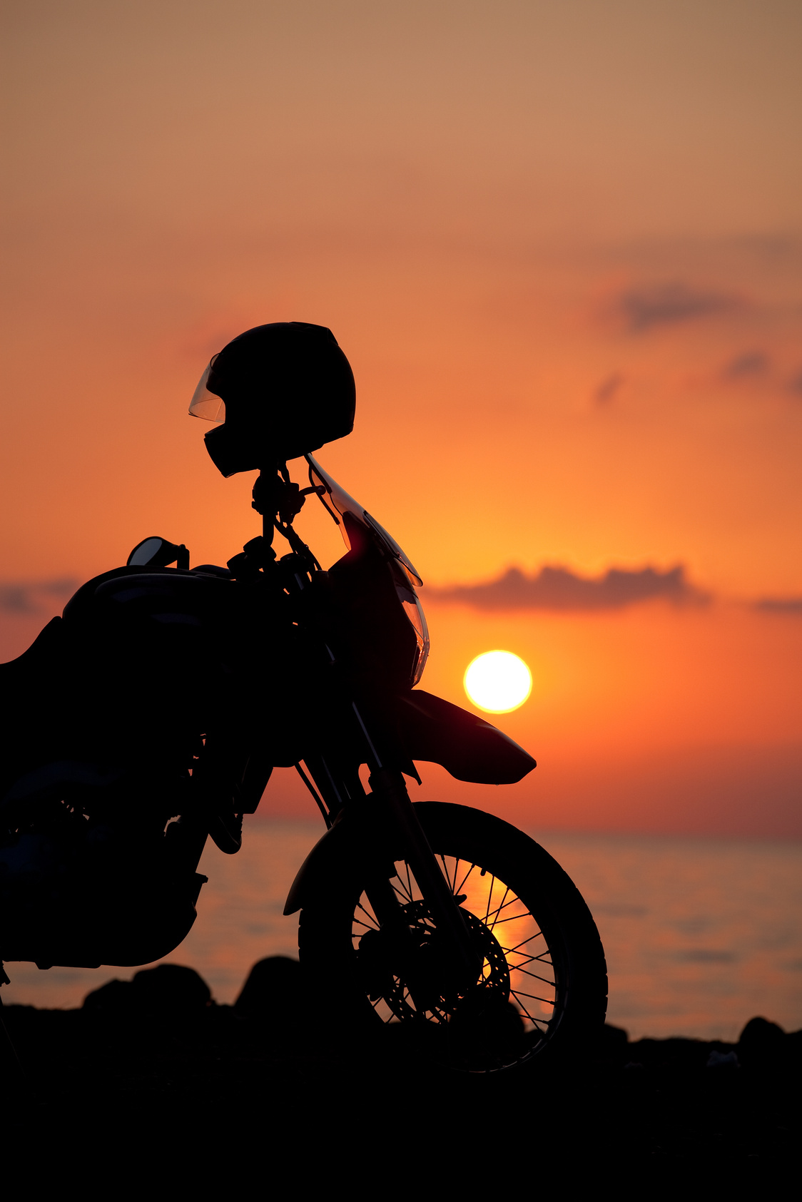 Motorcycle at sunrise